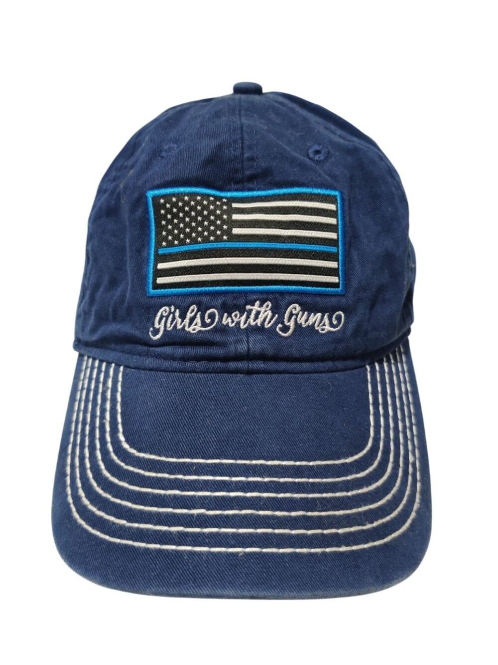 Girls With Guns Ladies Fit Hat Navy Patriotic Flag Patch Snapback Trucker Cap